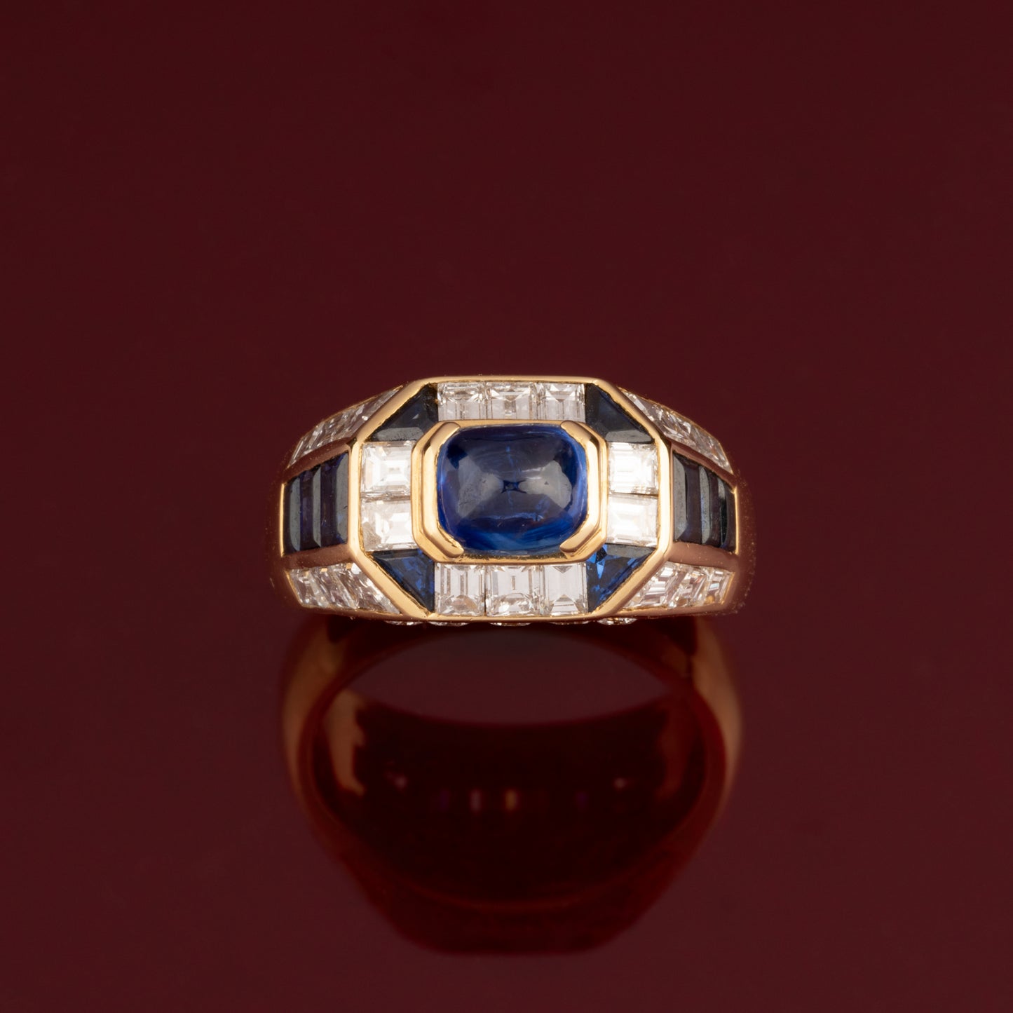 Harlequin sapphire ring