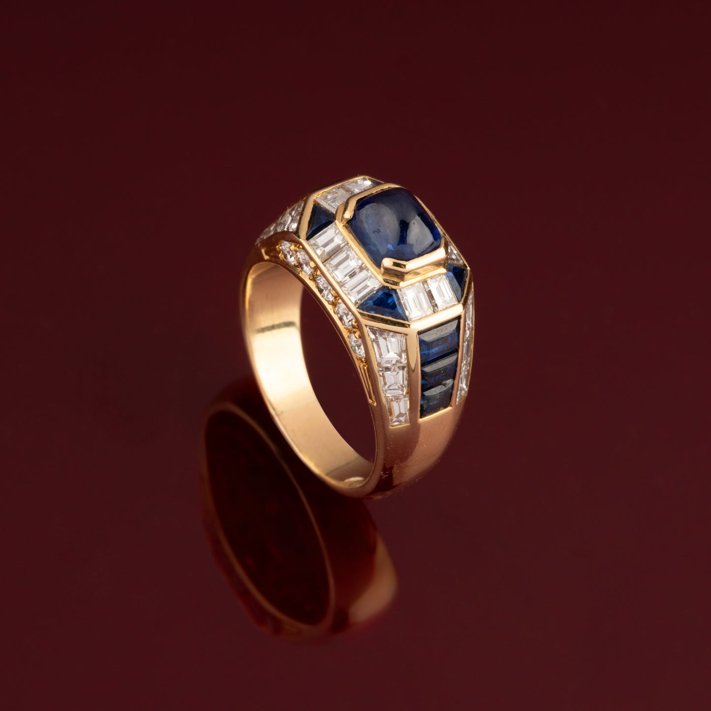 Harlequin sapphire ring