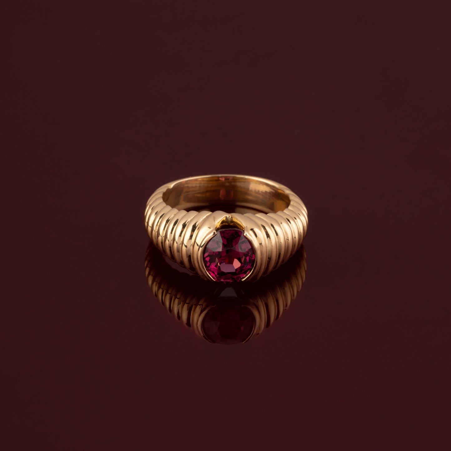 Bague grenat rodholite