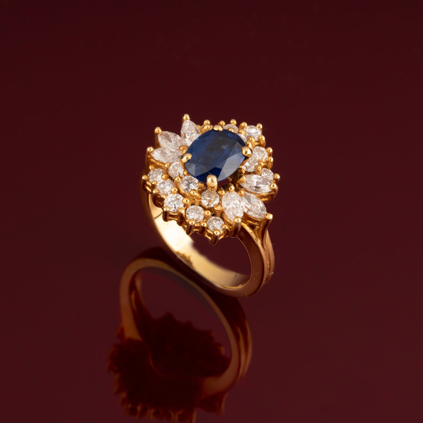 Bague saphir entourage