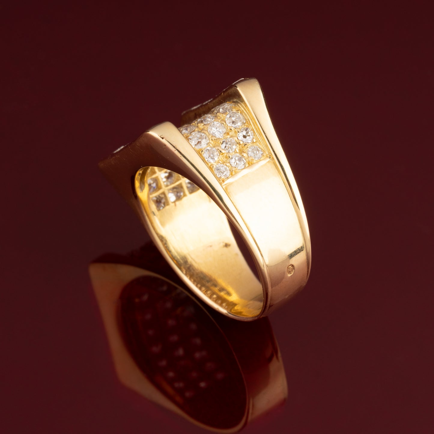 Bague chevalière diamants