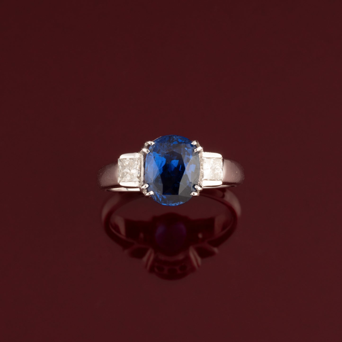 Bague saphir et diamants princesse