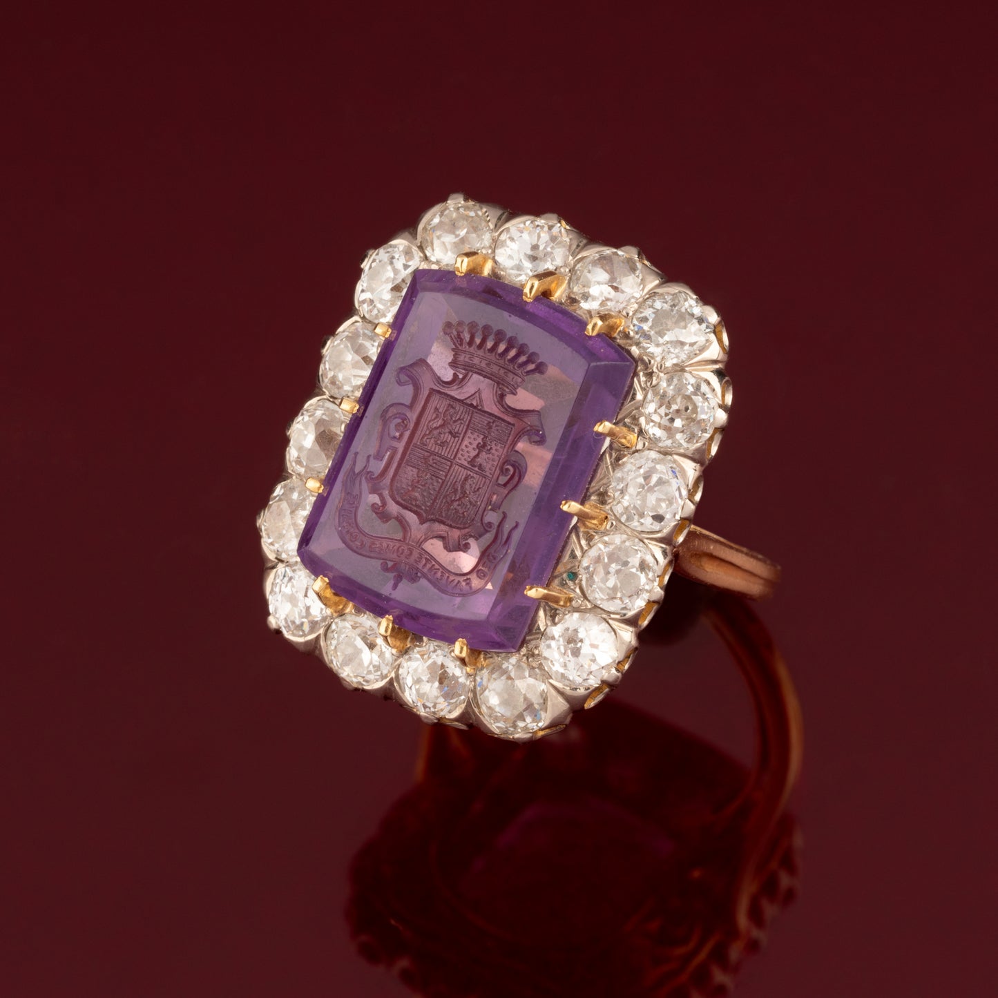 Amethyst armorial ring