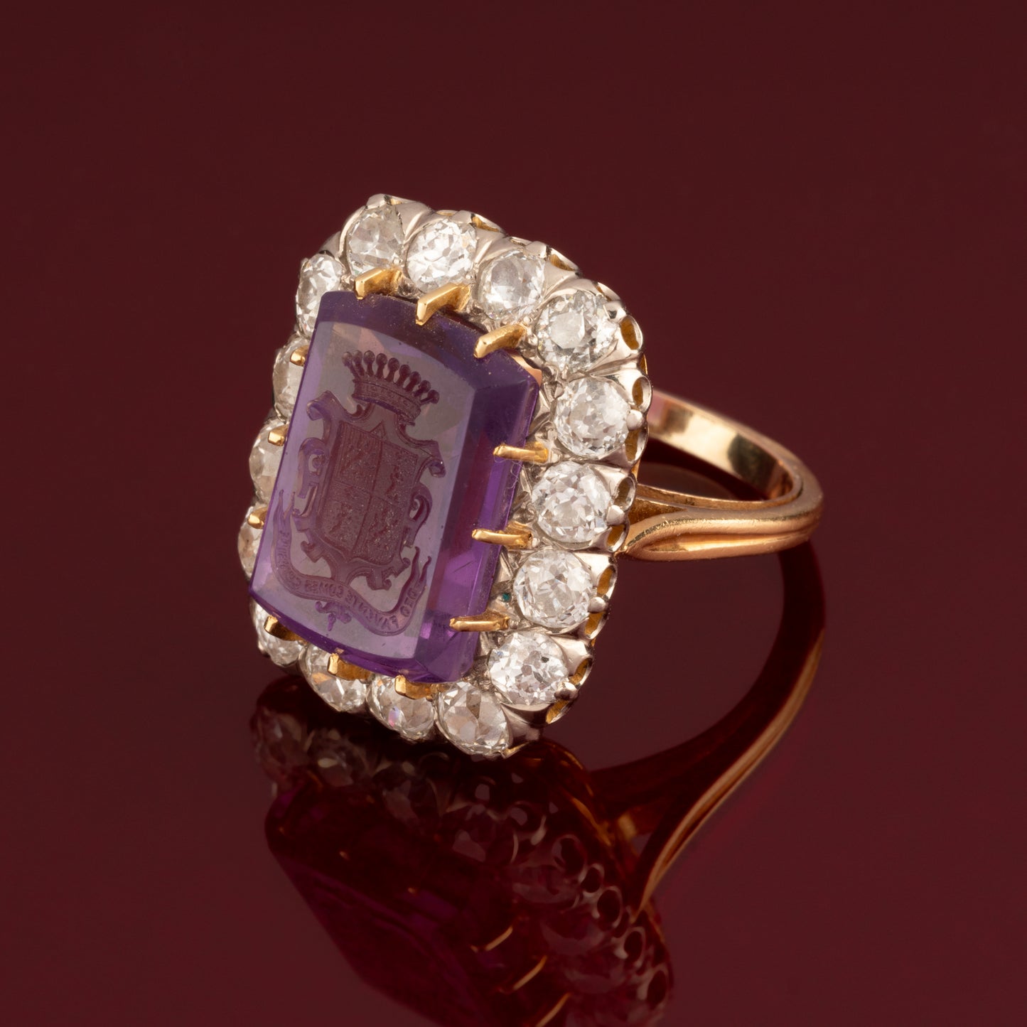 Amethyst armorial ring