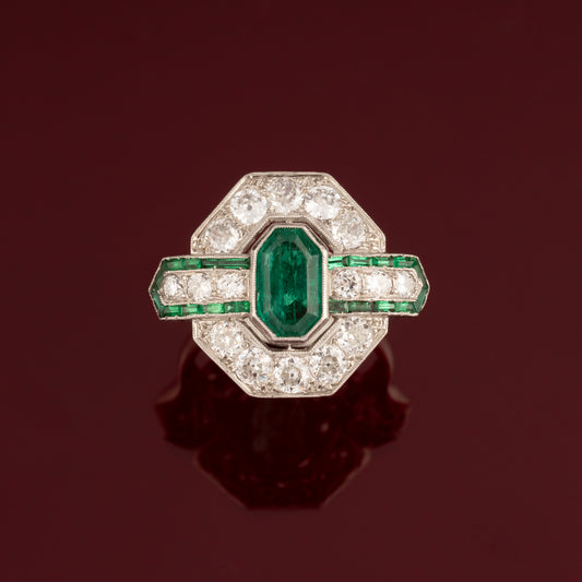 Bague Art Déco émeraude