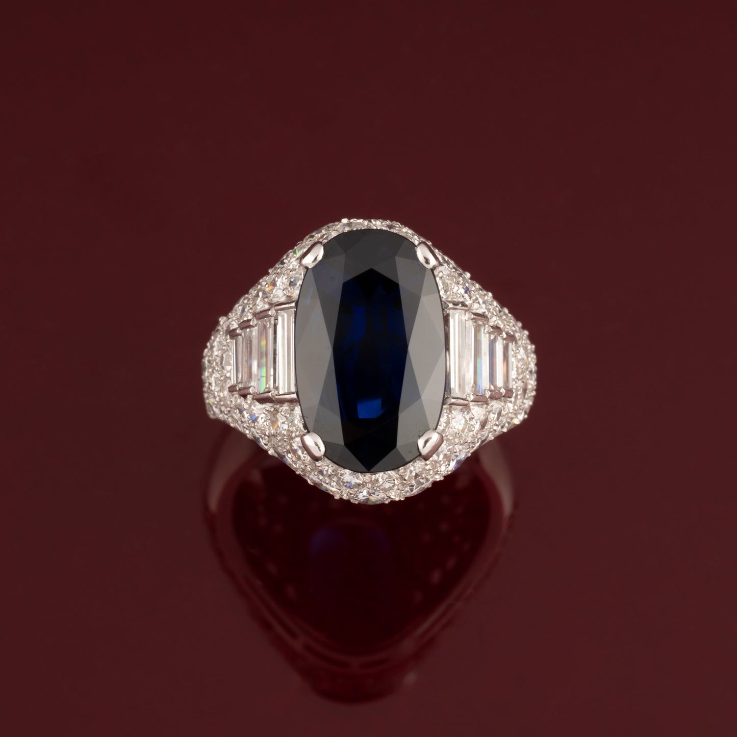 Sapphire and diamond cocktail ring