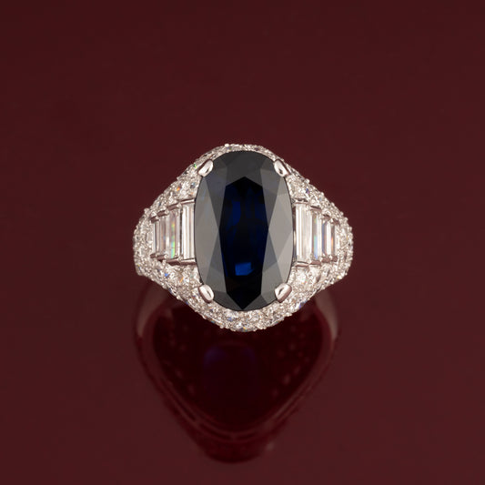 Bague cocktail saphir et diamants