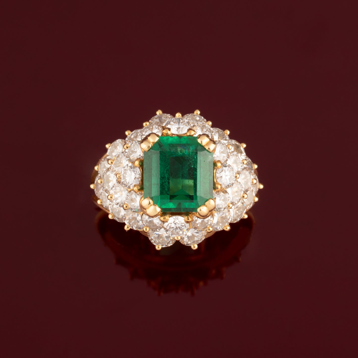 Emerald and diamond cocktail rings
