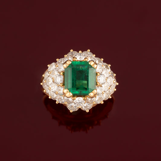 Emerald and diamond cocktail rings