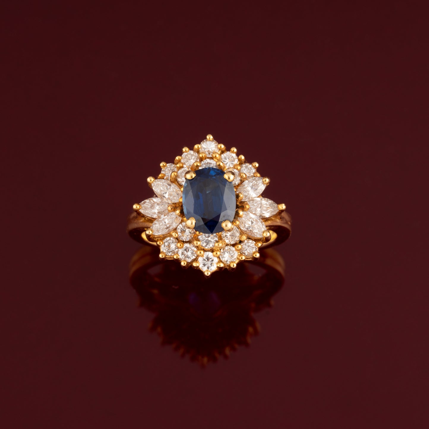 Bague saphir entourage