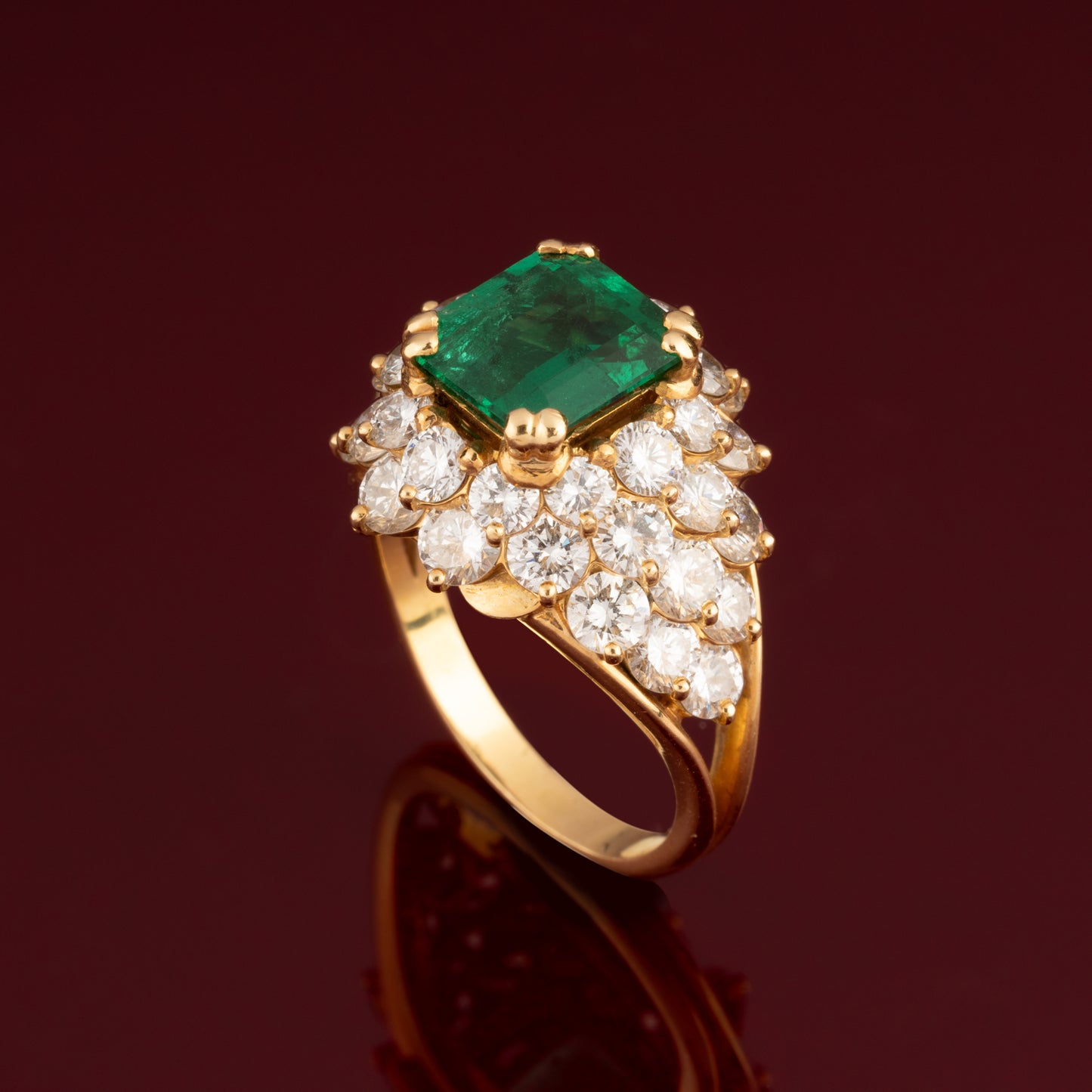 Emerald and diamond cocktail rings