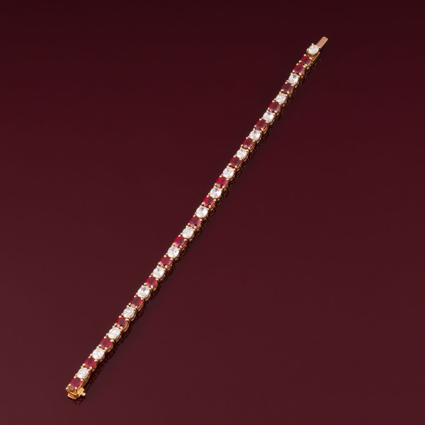 Bracelet rivière rubis et diamants