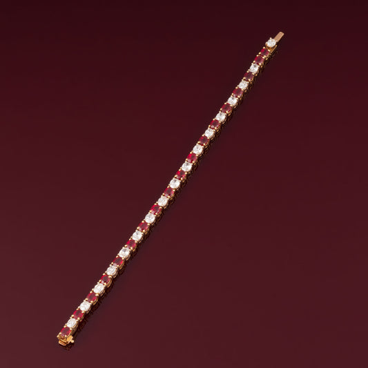 Bracelet rivière rubis et diamants