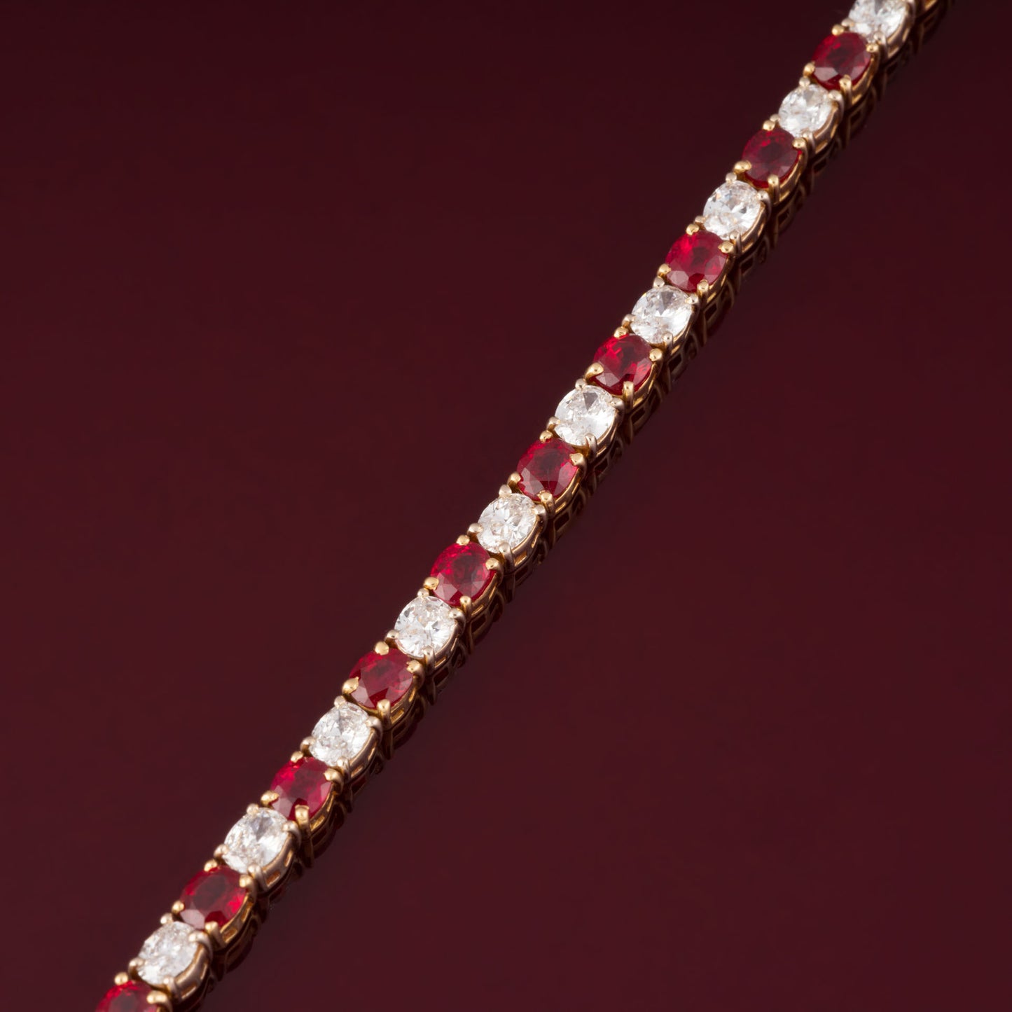 Bracelet rivière rubis et diamants