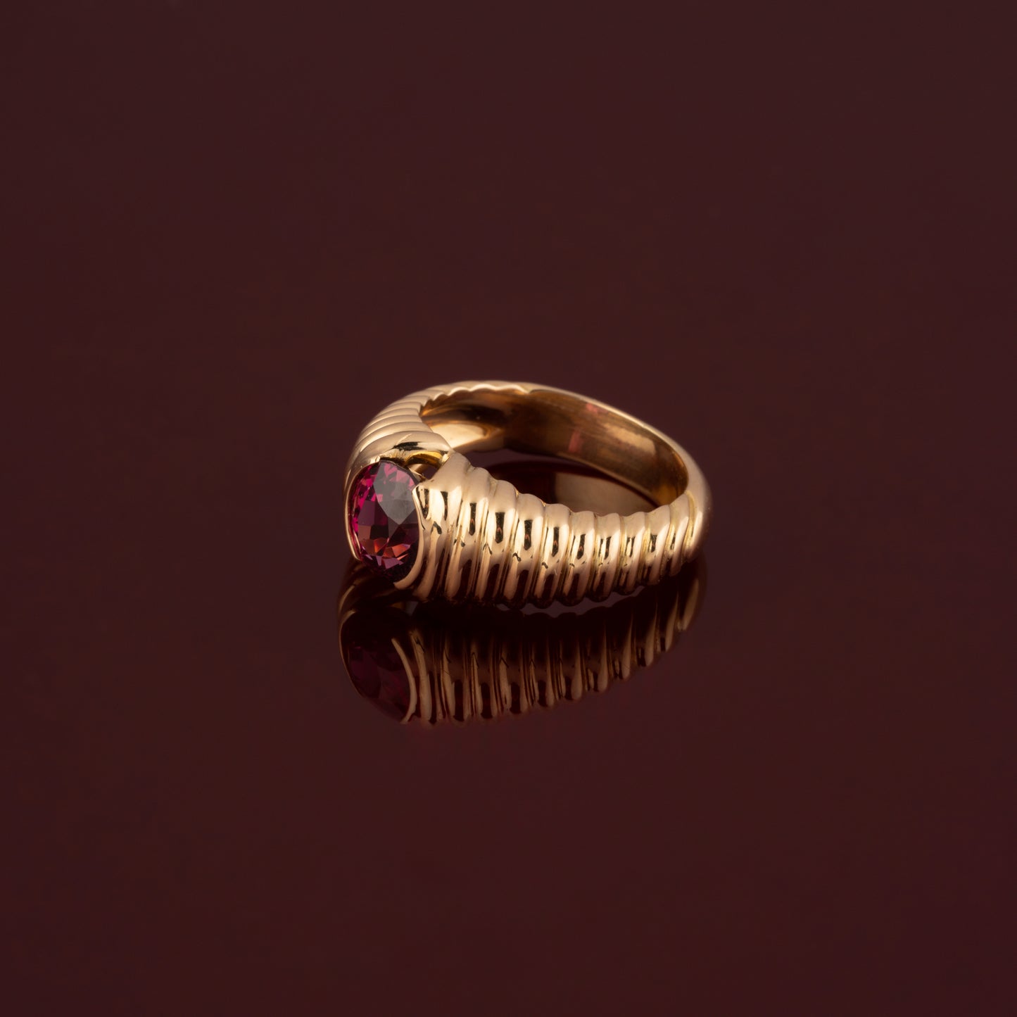 Bague grenat rodholite