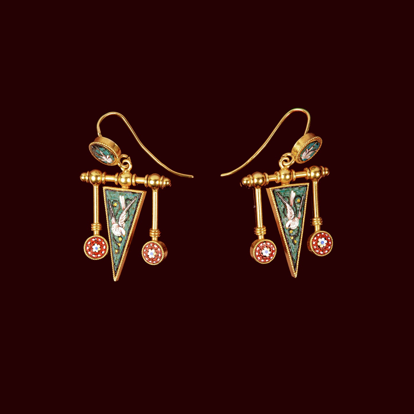 Pendants d'oreilles micromosaïques