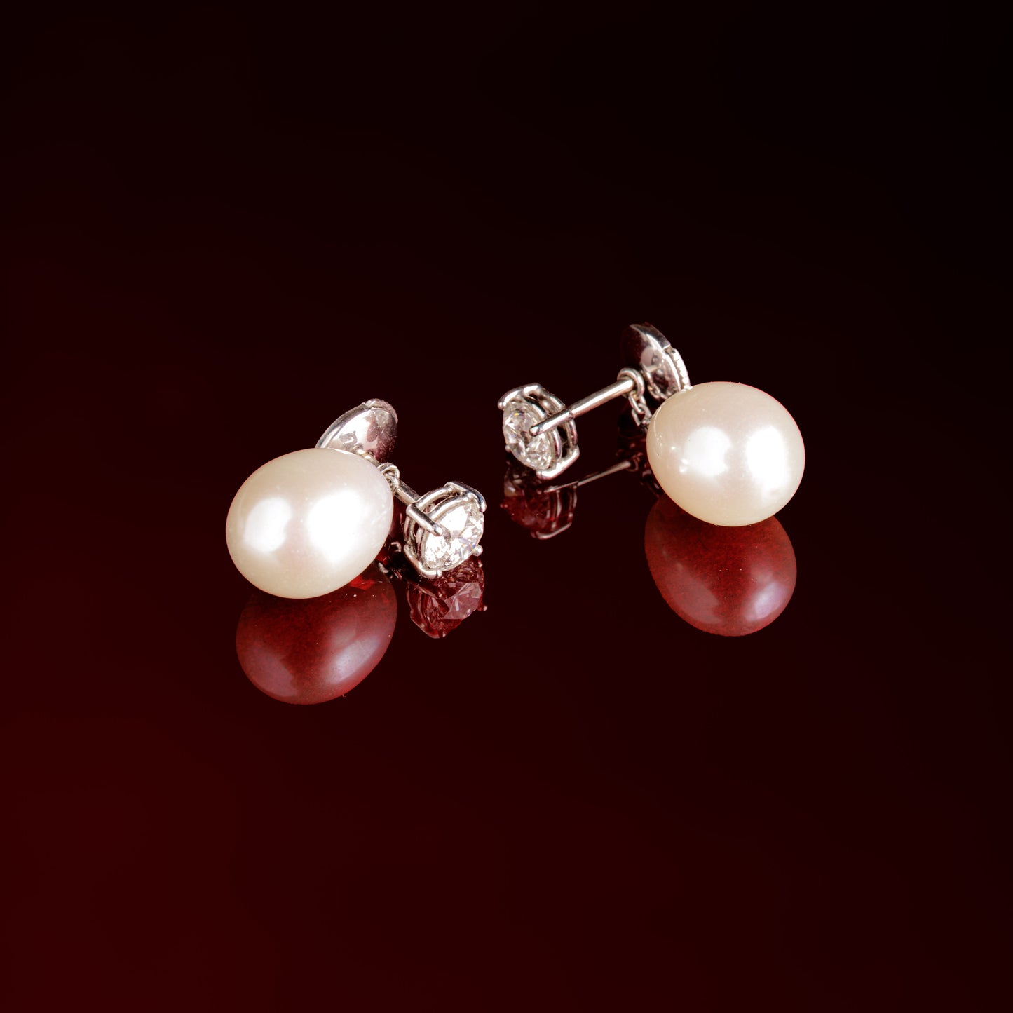 Diamond and pearl earrings